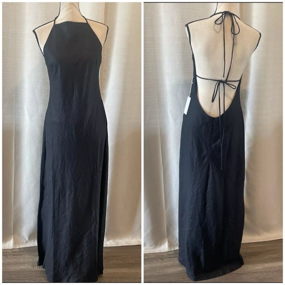 REFORMATION Selia open-back 100% linen maxi dress Sz L NWT - Picture 1 of 8